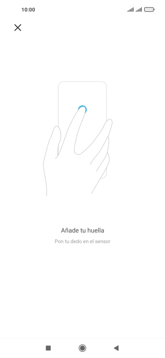 Sigue las indicaciones de la pantalla para crear una huella digital como código de seguridad.