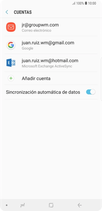 Si aparece en la pantalla esta imagen, tu cuenta de correo electrónico ha sido reconocida y configurada automáticamente. Sigue las indicaciones de la pantalla para introducir más información y terminar la configuración.