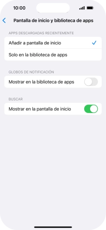 Para añadir nuevas apps descargadas a la pantalla de inicio y a la biblioteca de apps, pulsa Añadir a pantalla de inicio.