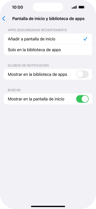 Para añadir nuevas apps descargadas a la pantalla de inicio y a la biblioteca de apps, pulsa Añadir a pantalla de inicio.