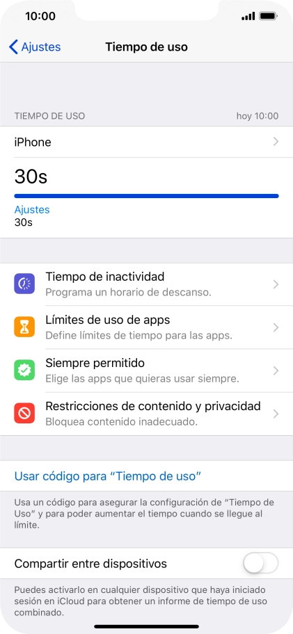 Pulsa la indicación del tiempo bajo 
