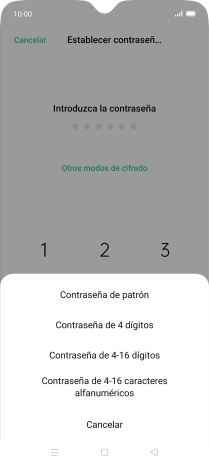 Pulsa el código de seguridad deseado y sigue las indicaciones de la pantalla para crear un código de seguridad del teléfono adicional.