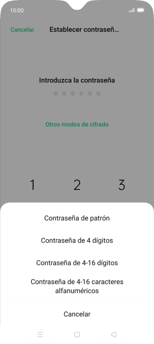 Pulsa el código de seguridad deseado y sigue las indicaciones de la pantalla para crear un código de seguridad del teléfono adicional.