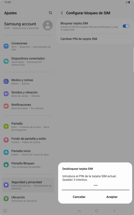 Introduce tu código PIN y pulsa Aceptar.