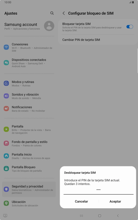 Introduce tu código PIN y pulsa Aceptar.