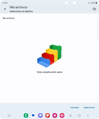 Si deseas crear una nueva carpeta, pulsa el icono de nueva carpeta y sigue las indicaciones de la pantalla para crearla.