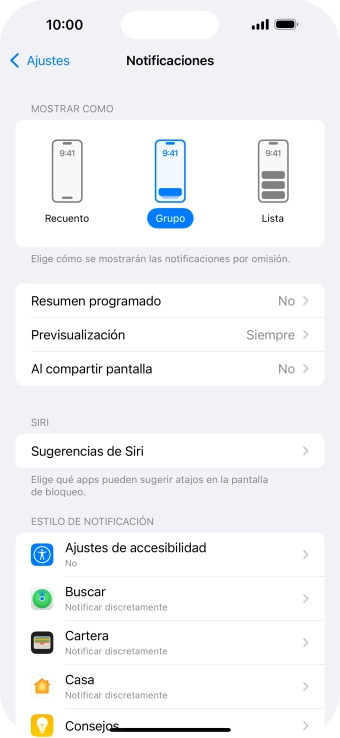 Pulsa Resumen programado.