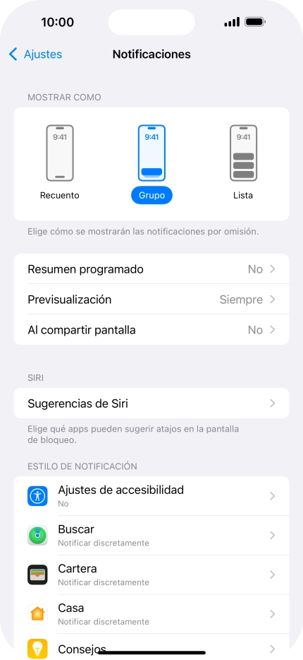 Pulsa Resumen programado.