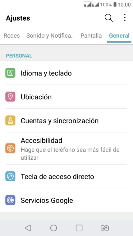 Pulsa Cuentas y sincronización.