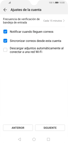 Pulsa Frecuencia de verificación de bandeja de entrada.
