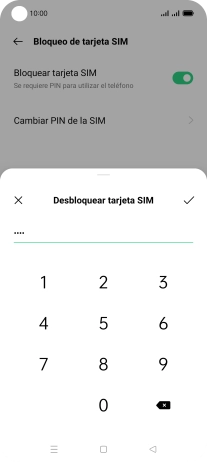 Introduce el código PIN y pulsa el icono de aceptar.