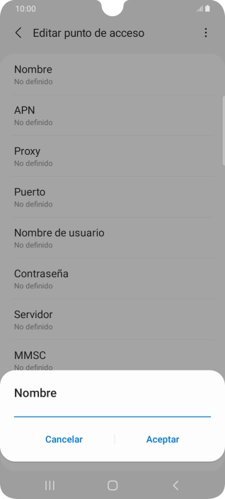 Introduce Vodafone Internet y pulsa Aceptar.