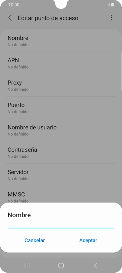 Introduce Vodafone Internet y pulsa Aceptar.