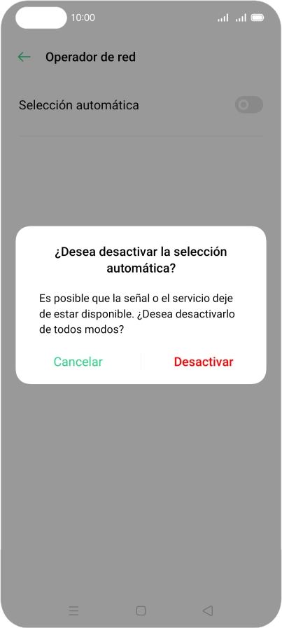 Pulsa Desactivar para desactivar la función y espera mientras el teléfono está buscando redes.