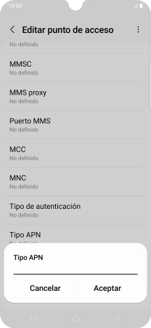 Introduce default y pulsa Aceptar.