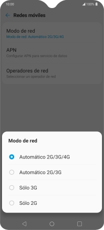 Pulsa el tipo de red deseado.