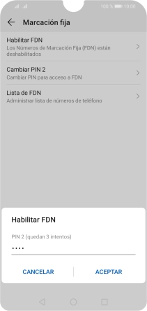 Introduce el código PIN2 y pulsa ACEPTAR.
