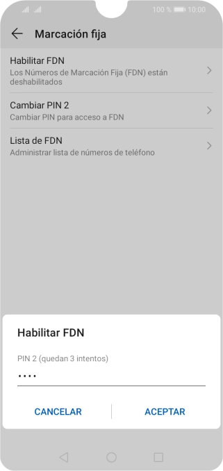Introduce el código PIN2 y pulsa ACEPTAR.