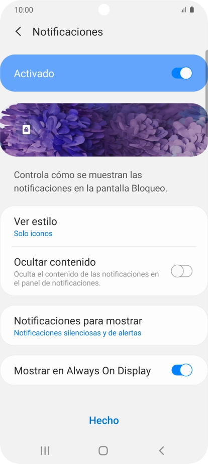 Pulsa los ajustes deseados para activarlos o desactivarlos.
