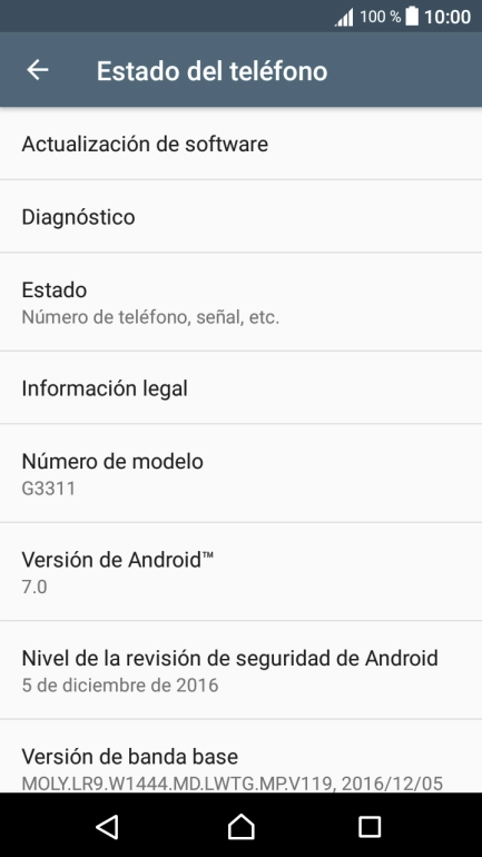 Pulsa Actualización de software. Si hay una versión de software nueva disponible, aparecerá ahora en la pantalla. 
Sigue las indicaciones de la pantalla para actualizar el software del teléfono.
