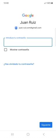 Pulsa Introduce tu contraseña e introduce la contraseña de tu cuenta de Google.