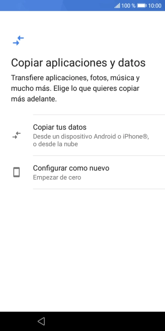 Puedes transferir el contenido de otro teléfono cuando activas tu teléfono por primera vez y cuando lo has restablecido. Cuando aparezca en la pantalla del teléfono esta imagen, ya está listo para la transmisión del contenido del otro teléfono.