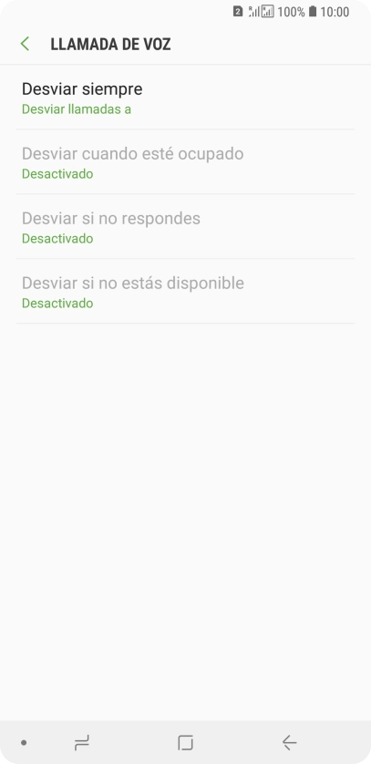 Pulsa el tipo de desvío deseado.