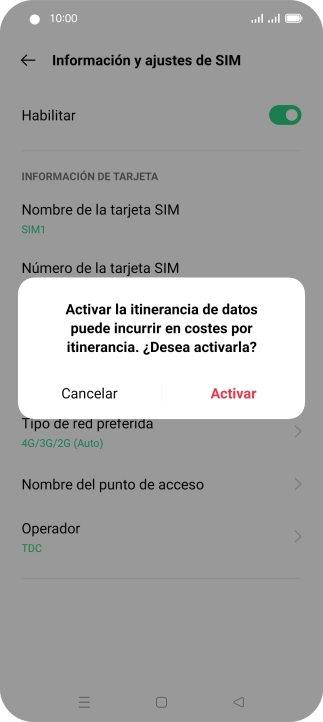 Si activas la función, pulsa Activar.