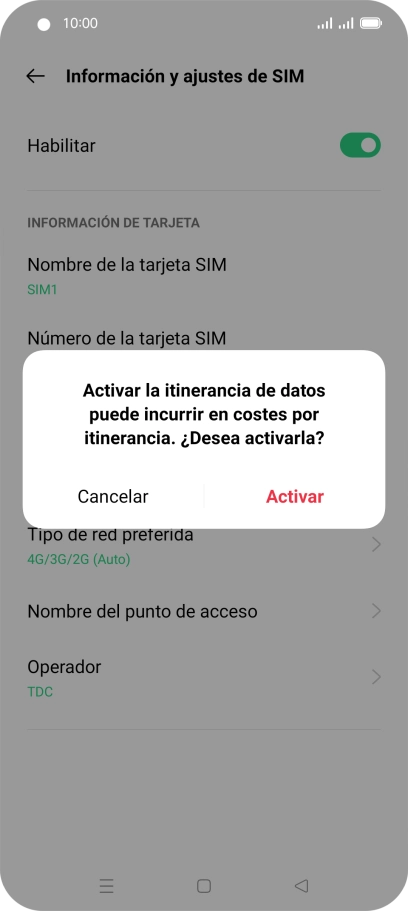 Si activas la función, pulsa Activar.