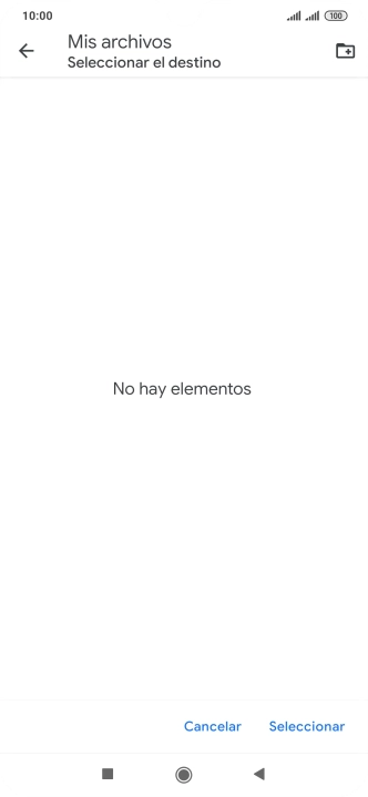 Si deseas crear una nueva carpeta, pulsa el icono de nueva carpeta y sigue las indicaciones de la pantalla para crearla.