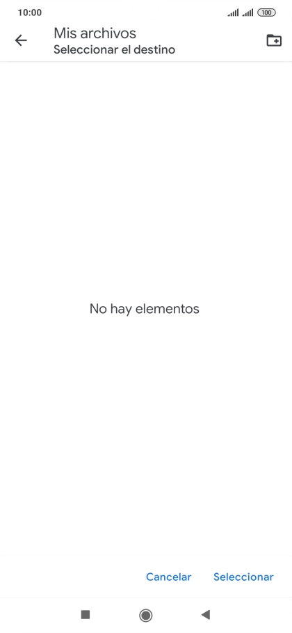Si deseas crear una nueva carpeta, pulsa el icono de nueva carpeta y sigue las indicaciones de la pantalla para crearla.