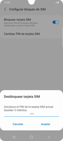 Introduce tu código PIN y pulsa Aceptar.