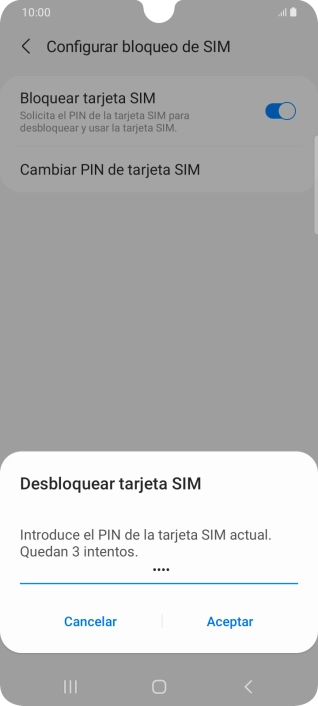Introduce tu código PIN y pulsa Aceptar.