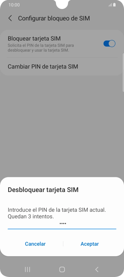 Introduce tu código PIN y pulsa Aceptar.