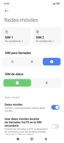 Pulsa la tarjeta SIM deseada.