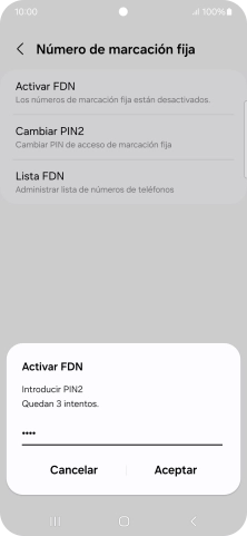 Introduce el código PIN2 y pulsa Aceptar.