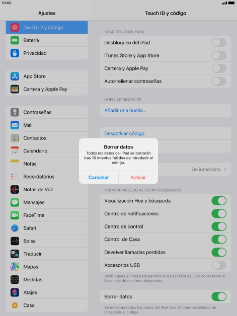 Si activas la función, pulsa Activar.