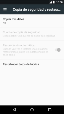 Pulsa Restablecer datos de fábrica.