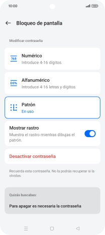 Pulsa Desactivar contraseña.