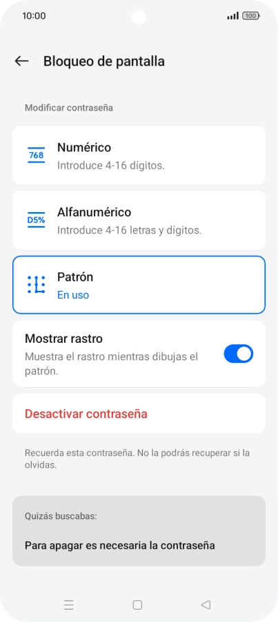 Pulsa Desactivar contraseña.