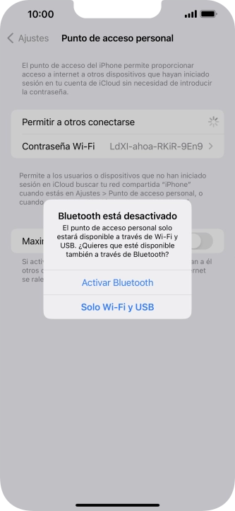 Si la función de wifi está activada, pulsa Solo Wi-Fi y USB.