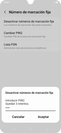 Introduce el código PIN2 y pulsa Aceptar.