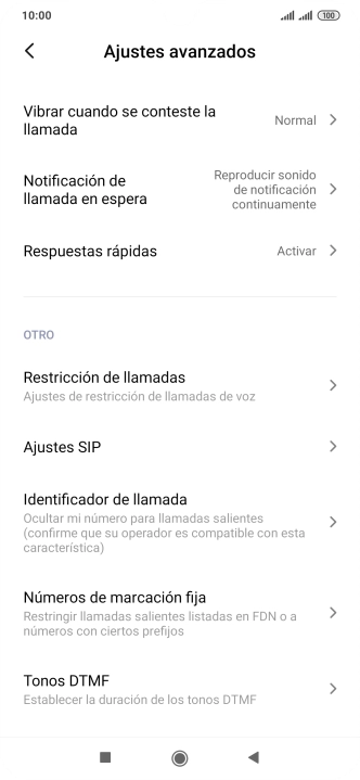 Pulsa Números de marcación fija.