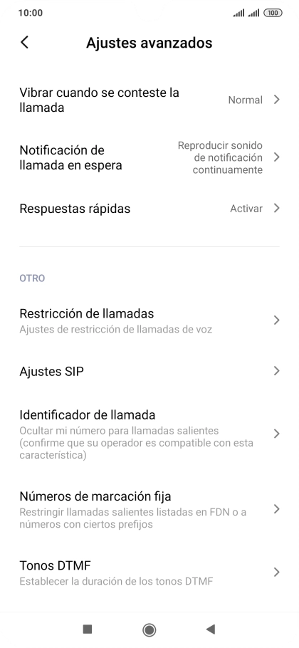 Pulsa Números de marcación fija.