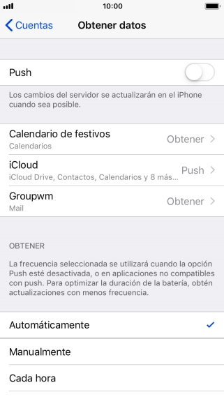 Si desactivas la función, pulsa el ajuste deseado.