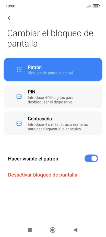 Pulsa Desactivar bloqueo de pantalla e introduce el código de seguridad extra que has creado anteriormente.