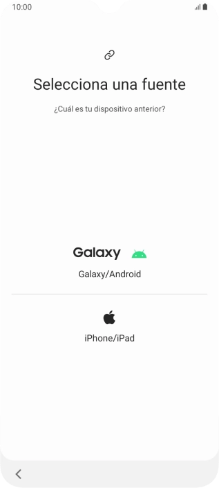 Pulsa el ajuste deseado y sigue las instrucciones de la pantalla para transferir el contenido del otro teléfono.