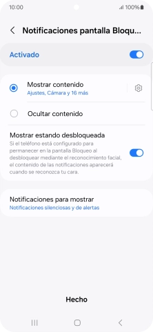 Pulsa los ajustes deseados para activarlos o desactivarlos.