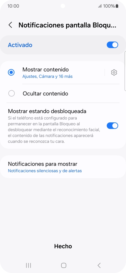Pulsa los ajustes deseados para activarlos o desactivarlos.