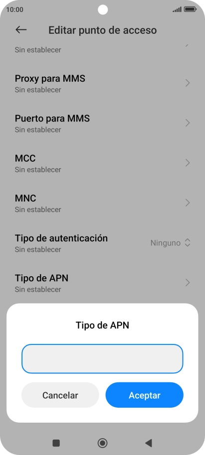 Introduce default y pulsa Aceptar.